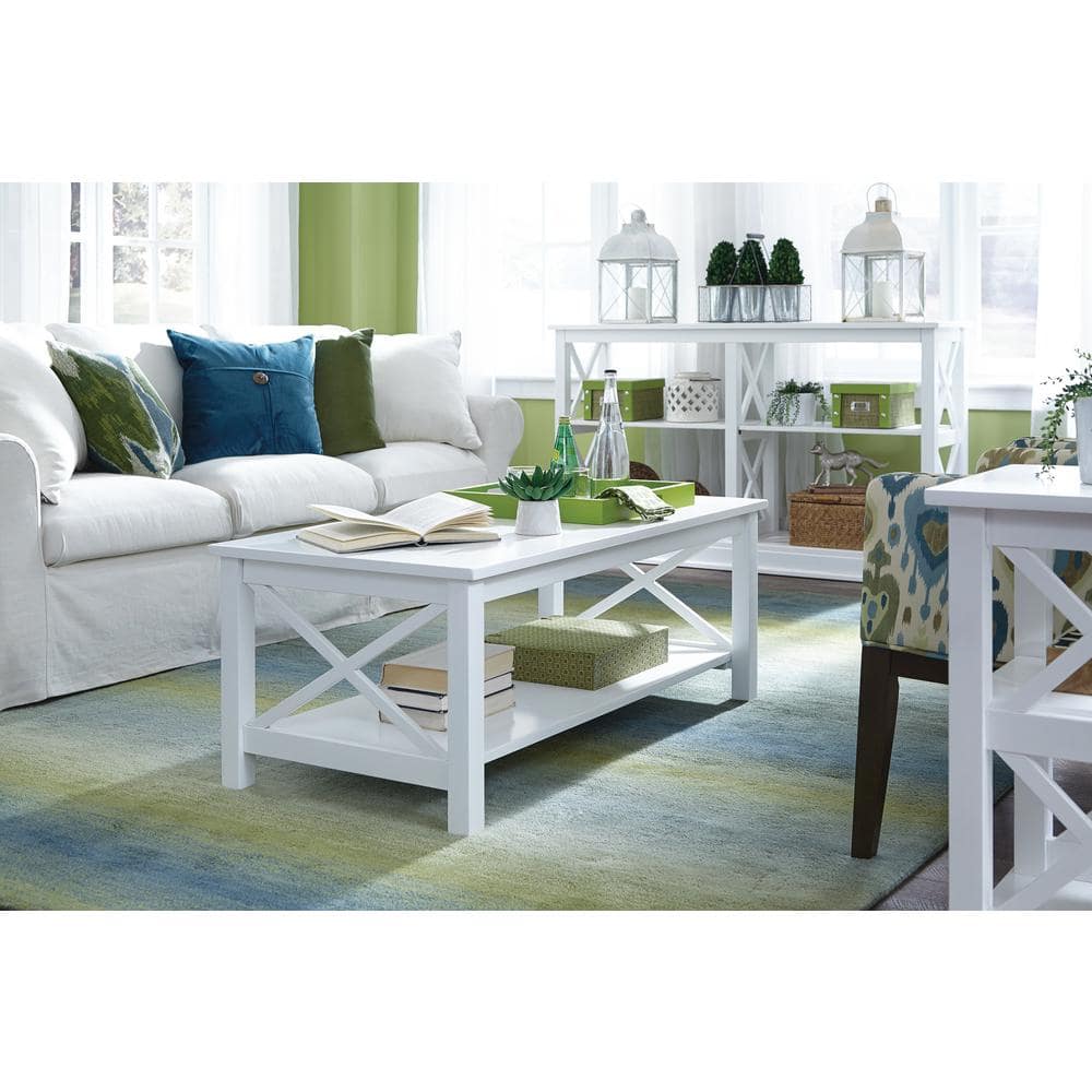 Hampton 46" White Solid Wood Rectangular Coffee Table