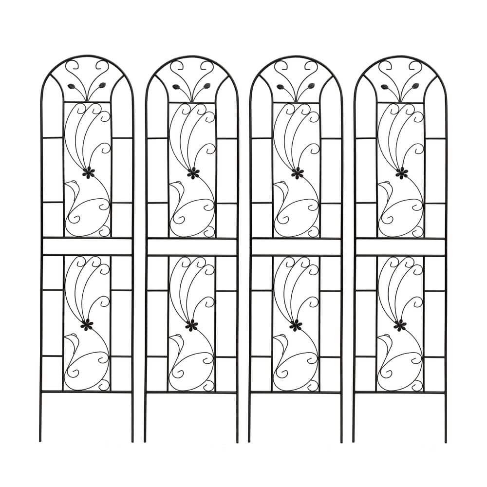 80 in. L x 86 in. H Black Metal Garden Trellis 4-Pack Peacock Style, Rustproof Outdoor Climbing Plant Support Screen price history on PriceWatchPro