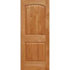 18 in. x 96 in. Knotty Alder 2-Panel Top Rail Arch Solid Core Right-Hand Wood Single Prehung Interior Door