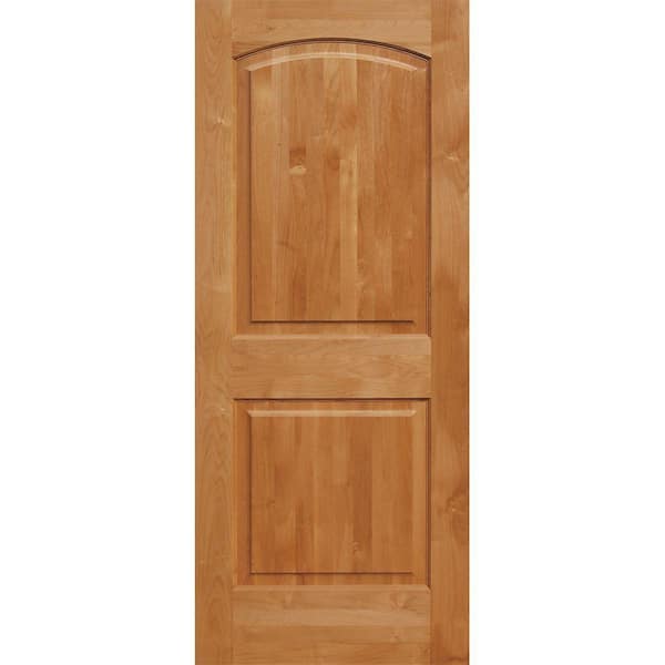 Krosswood Doors 18 in. x 96 in. Knotty Alder 2-Panel Top Rail Arch Solid Core Right-Hand Wood Single Prehung Interior Door