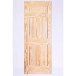 32 in. x 79.92 in. 6-Panel Unfinished Wood Flat Grain Solid Core Interior Door Slab