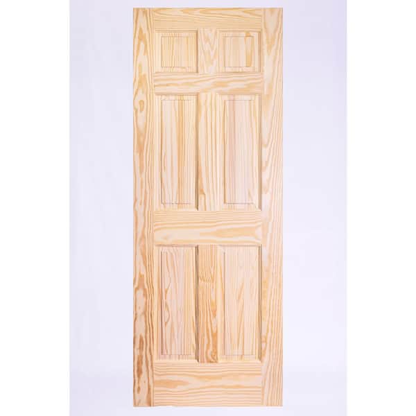 32 in. x 79.92 in. 6-Panel Unfinished Wood Flat Grain Solid Core Interior Door Slab