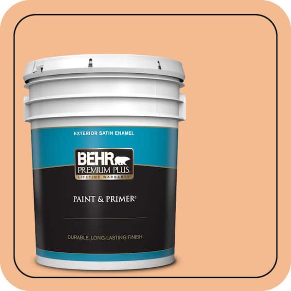 BEHR PREMIUM PLUS 5 gal. #270D-4 Brandy Butter Satin Enamel Exterior Paint & Primer