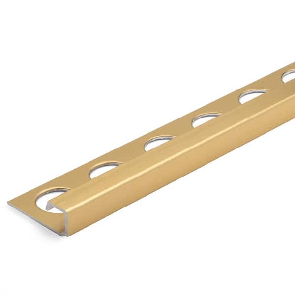 Bright Brushed Gold 3/8 in. x 98.5 in. Aluminum Square-Shaped Tile Edging Trim