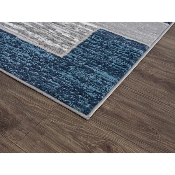 L'Baiet Verena Blue Geometric 2 ft. x 3 ft. Scatter Area Rug