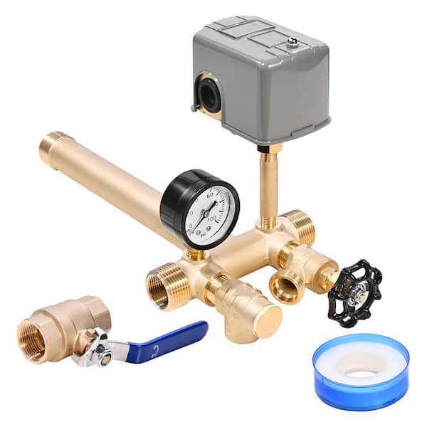 1 in. x 11 in. Well Pressure Tank Tee Kit, with 8-Pieces Pure Brass Pressure Tank Installation Kit for Water Well