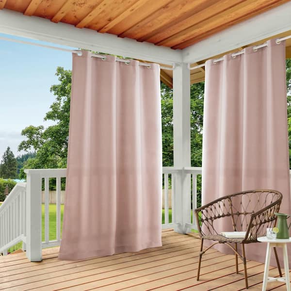 EXCLUSIVE HOME Cabana Blush Solid Light Filtering Grommet Top Indoor/Outdoor Curtain, 54 in. W x 108 in. L (Set of 2)