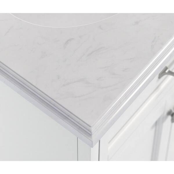 Kenston 60 In White Artificial Marble Vanity Top With Double Basin And Backsplash Wf6985 The Home Depot Kenston 60 In White Artificial Marble, Kenston 60 White Double Sink Vanity With Backsplash