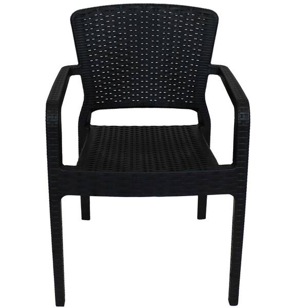Sunnydaze Segonia Black Stacking Plastic Indoor/Outdoor Sunnydaze Segonia Black Stacking Plastic Indoor/Outdoor