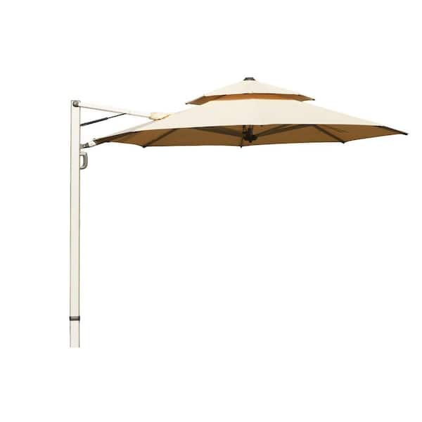 Sudzendf 10 ft. Round Cantilever Patio Umbrella in Beige with Center Pole