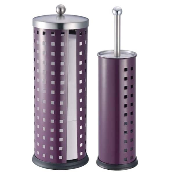 Hopeful Toilet Brush Holder and Toilet Paper Holder Set in Purple