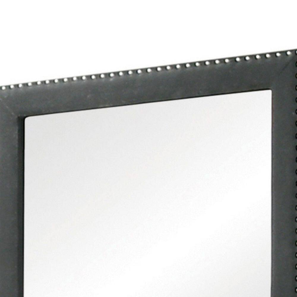 Sophisticated Charm 40" Wood Frame Dresser Mirror with Velvet Trim