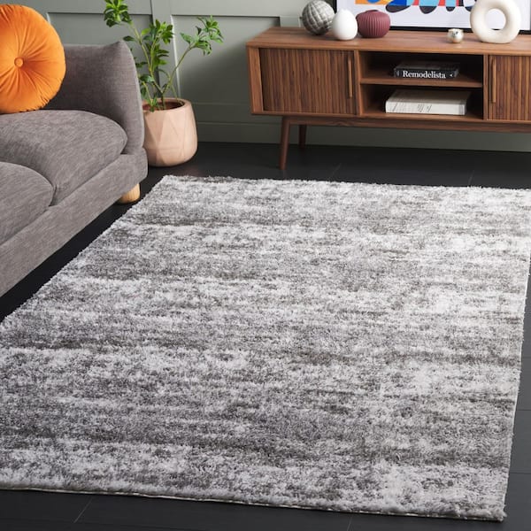 Penelope Shag 9 ft. x 12 ft. Gray/Ivory Abstract Distressed Area Rug