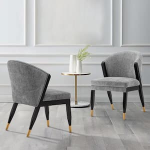Ola Grey Modern Chenille Upholstered Dining Chair (Set of 2)