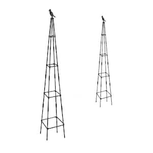 65 in. Minimalist Garden Obelisk Trellis Climbing Plants with Adjustable Heights for Indoor/Outdoor in Black