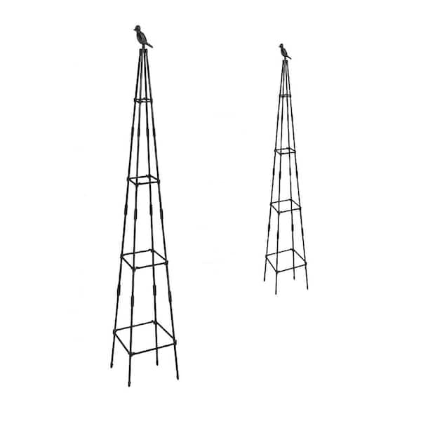 Misopily 65 in. Minimalist Garden Obelisk Trellis Climbing Plants with Adjustable Heights for Indoor/Outdoor in Black