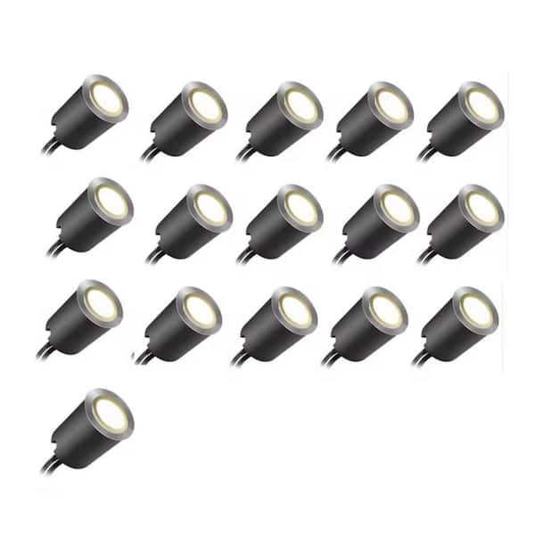 Black Integrated LED Plug-in Recessed Stair Light/Deck Light Low Voltage with Protecting Shell for Garden, Stair 16-Pack