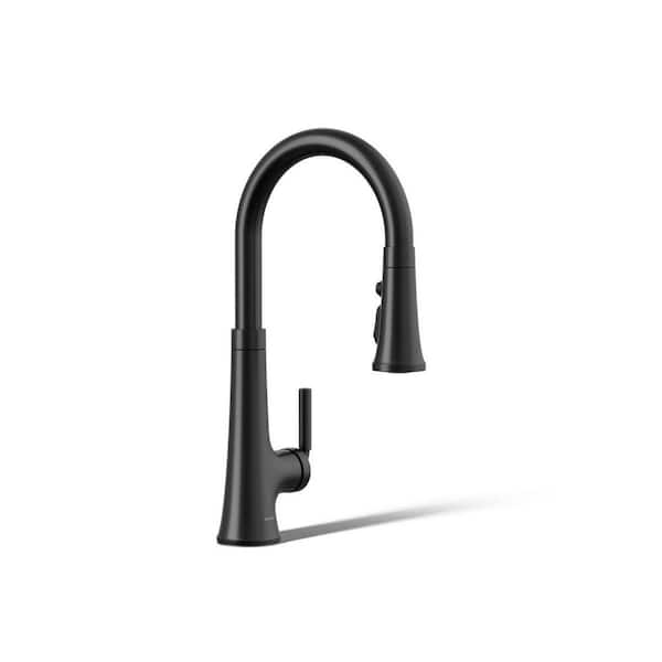 Tone Single Handle Pull Down Sprayer Kitchen Faucet in Matte Black