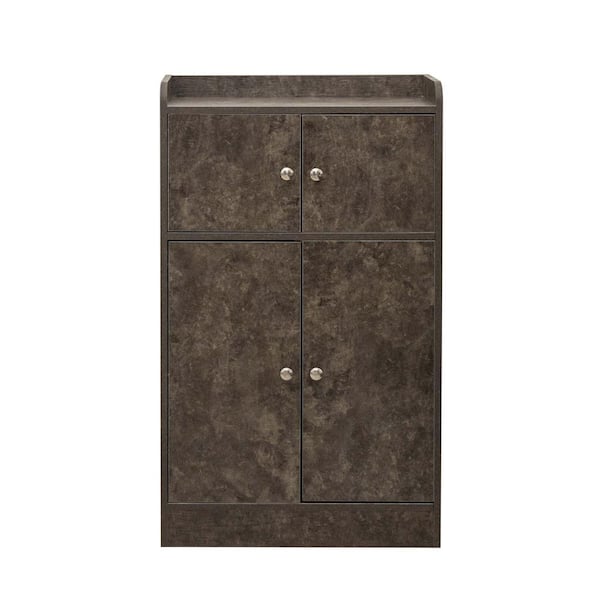 Unbranded 23.62 in. W x 10.63 in. D x 39.37 in. H Black Brown Linen Cabinet Kitchen Storage Cabinet with Door, Cupboard, Sideboard