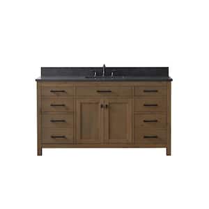 Jasper 60 in. W x 22 in. D x 34 in. H Single Bath Vanity in Textured Natural with Blue Limestone Top