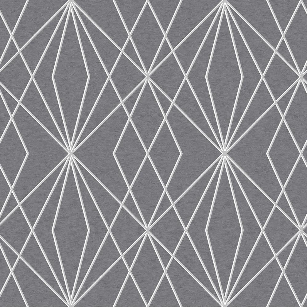 Large Scale Geometric Grey Vinyl Peel and Stick Wallpaper