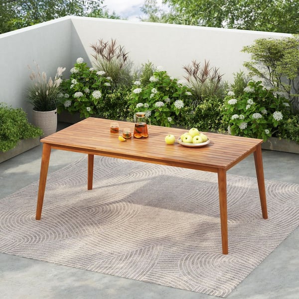 Cecil Natural Finish 70.8 in. Rectangle Solid Wood Patio Outdoor Dining Table