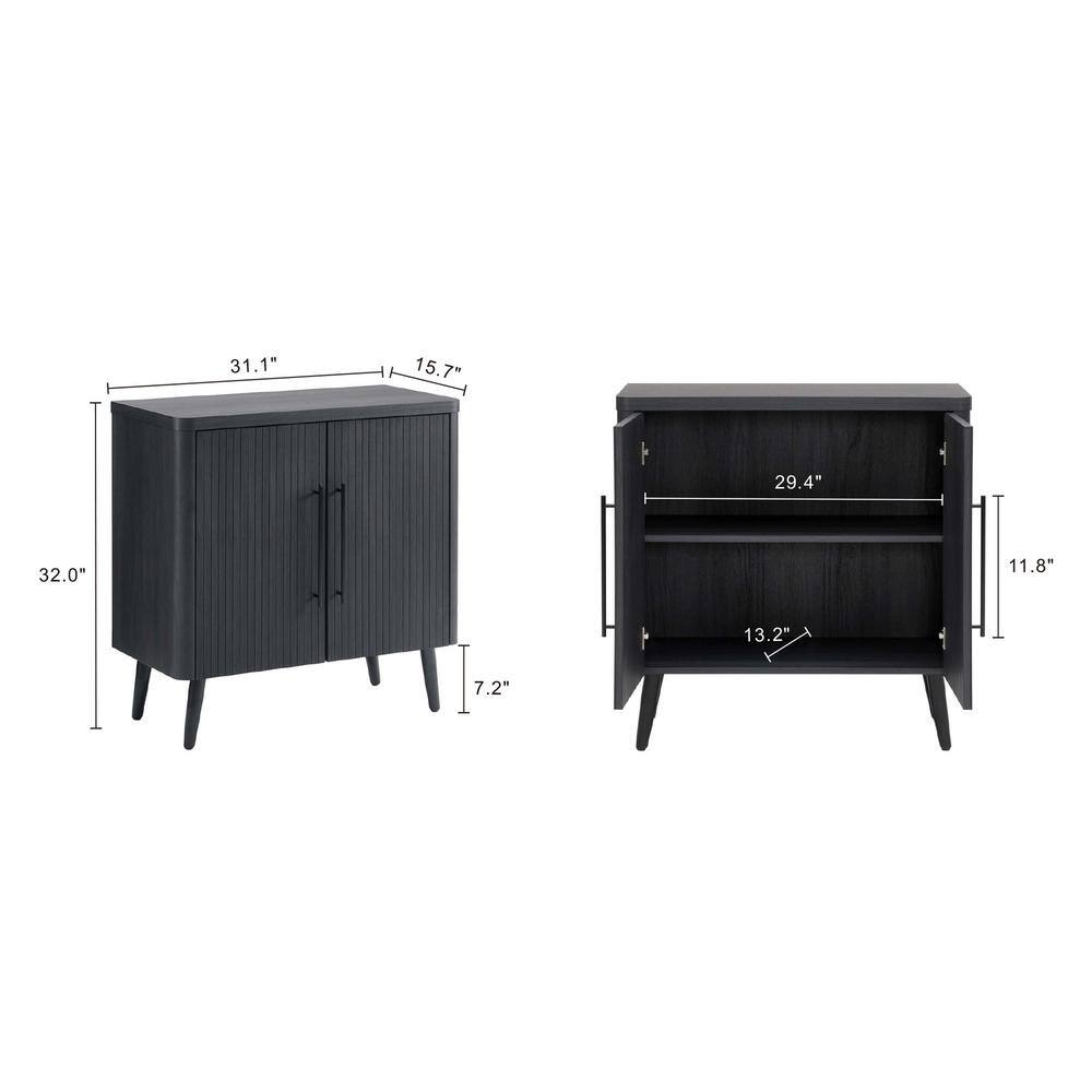 Charcoal Grey Mid-Century Modern Accent Cabinet with Adjustable Shelving