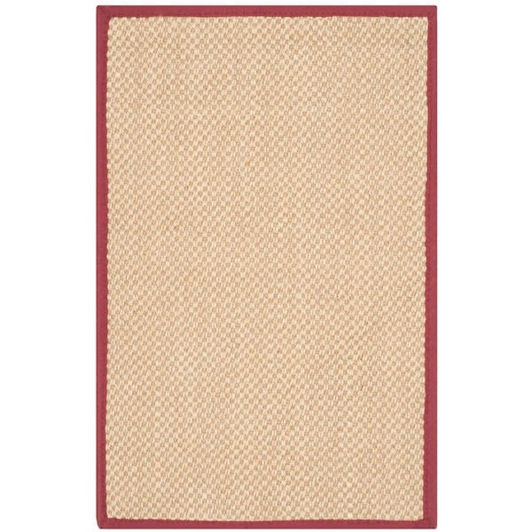 Natural Fiber Maize/Burgundy 3 ft. x 4 ft. Woven Border Area Rug