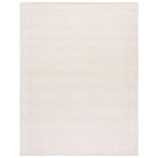 Rodeo Drive 8 ft. x 10 ft. Ivory Solid Geometric Border Area Rug