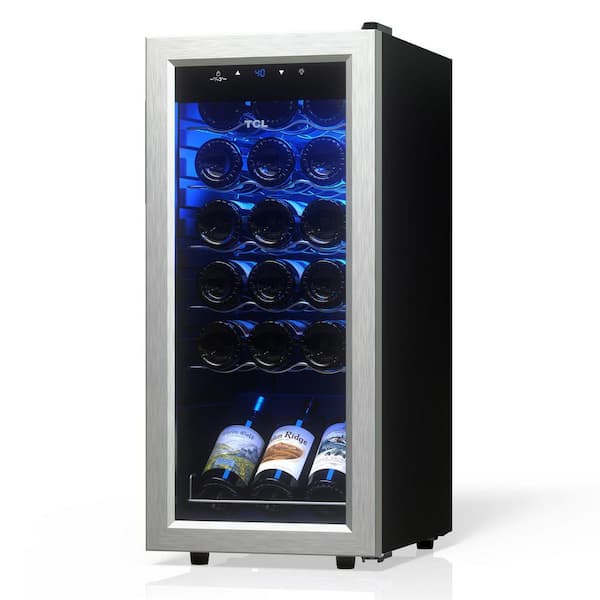 13.58 in. Single Zone 18 Wine Bottles Stainless Look Beverage & Wine Cooler