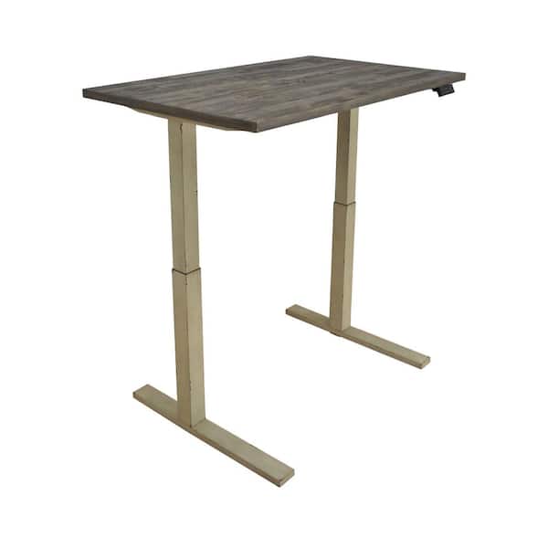 Coaster Myers 48 in. Rectangular Weathered Pine and Antique Ivory Standing Desk with Adjustable Height