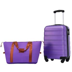 2-Piece Purple ABS Hardshell 20 in. Spinner Luggage Set with Expandable Travel Bag TSA Lock 3-Step Telescoping Handle