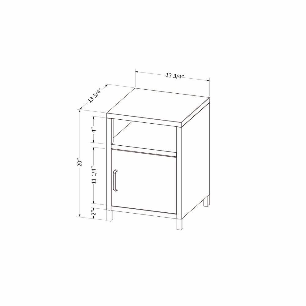 Light Blue Metal 1-Door Nightstand with Open Shelf