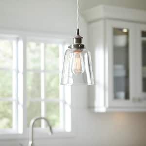 6 in. Satin Nickel Mini Pendant with Clear Glass Shade