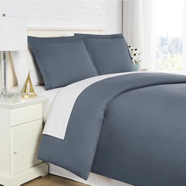 Southshore Fine Linens 300 TC Steel Blue King/California King Cotton Percale Duvet Cover Set