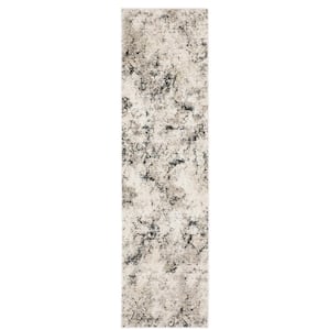 Newcastle Ivory/Gray 2 ft. x 8 ft. Contemporary Abstract Polyester Indoor Runner Area Rug