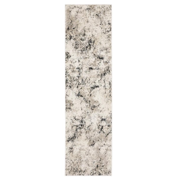AVERLEY HOME Newcastle Ivory/Gray 2 ft. x 8 ft. Contemporary Abstract Polyester Indoor Runner Area Rug