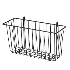 7.6 in. H x 13.39 in. W Black Steel 1-Drawer Wide Mesh Wire Basket