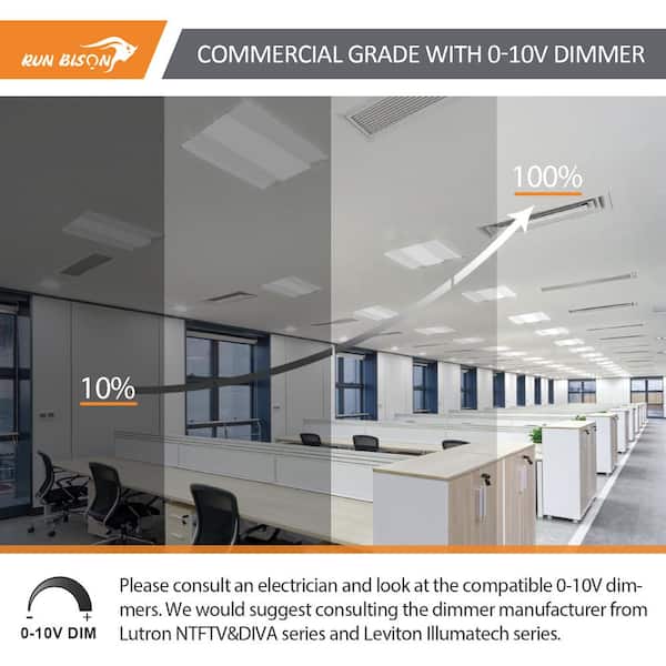 RUN BISON 2 ft. x 4 ft. 120W Equivalent White Dimmable 3500K-4000K-5000K Integrated LED Troffer Light, up to 5625-Lumens, UL
