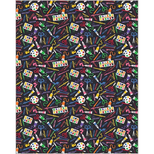 Crayola Art Supplies Black 7 ft. 10 in. x 9 ft. 10 in. Area Rug