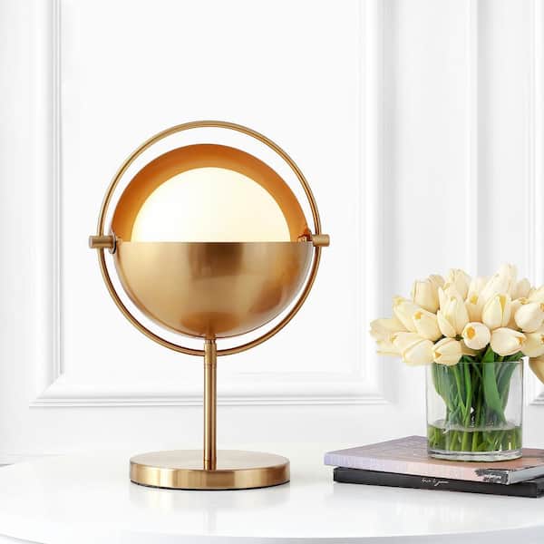 Begrip Voorwoord Rijke man JONATHAN Y Casi 17.5 in. Brass-Gold Iron/Glass Art Deco Mid-Century Globe  LED Table Lamp JYL6011A - The Home Depot
