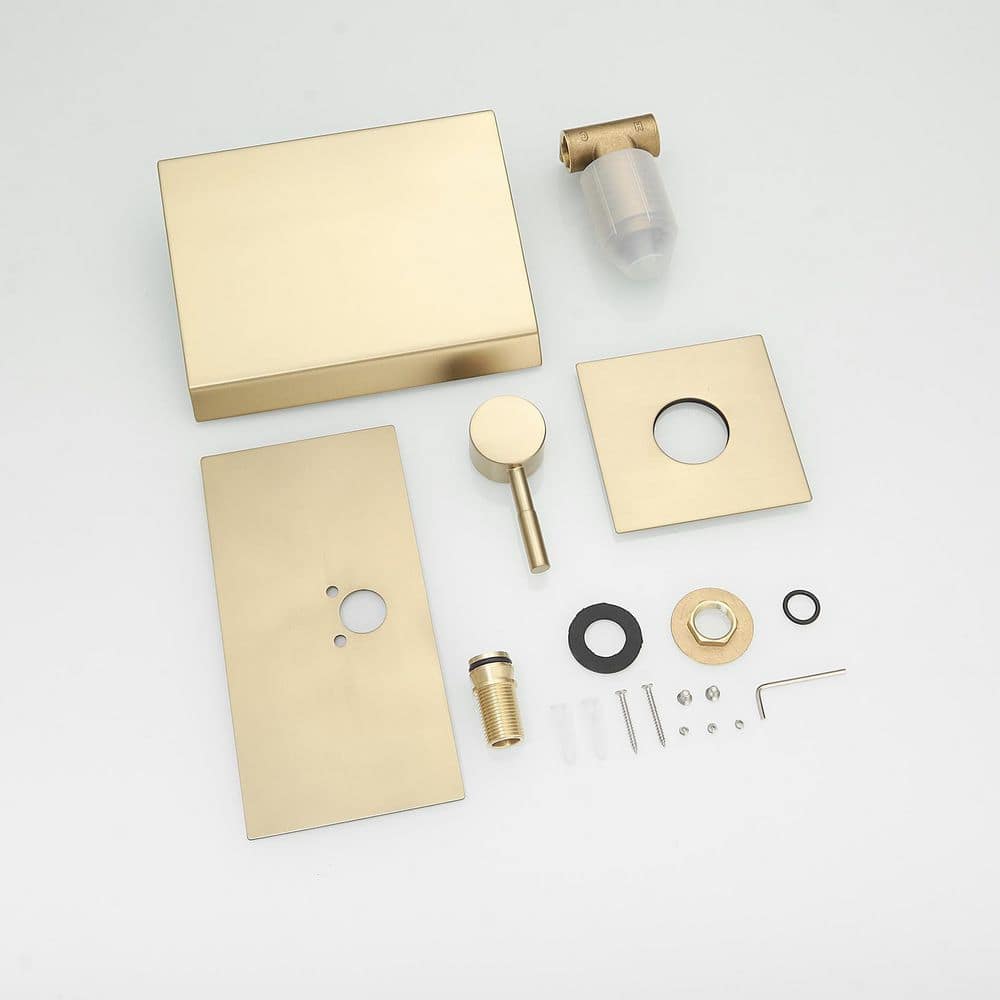 Brushed Gold Wall-Mount Waterfall Faucet with Lever Handle