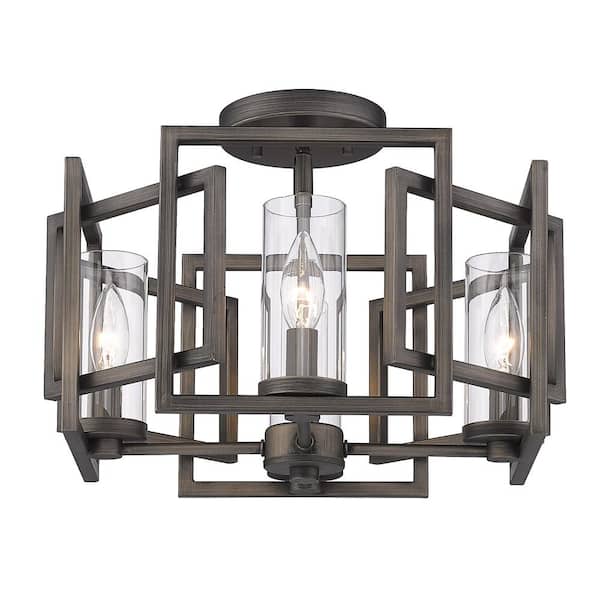 Golden Lighting Marco 4-Light Gunmetal Bronze Flush Mount Light