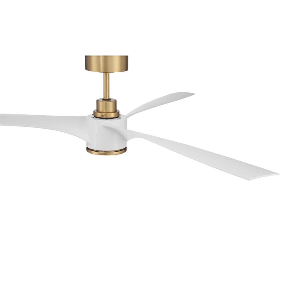 60'' Satin Brass and White Smart Ceiling Fan with LED Light