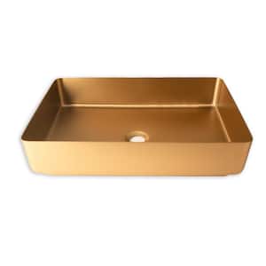20.66 in. L x 13.62 in. W x 4.72 in. D Rose Gold Stainless Steel Rectangular Bathroom Vessel Sink