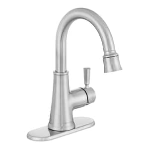 Melina Single-Handle Single-Hole Pull-Down Bathroom Faucet in Brushed Nickel