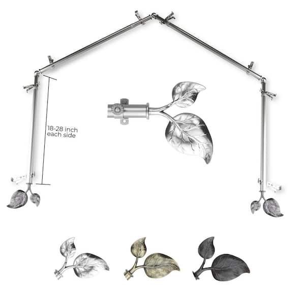 13/16" Ivy 4-Sided Bay Window Curtain Rod (18-28 inch each side)-Satin Nickel