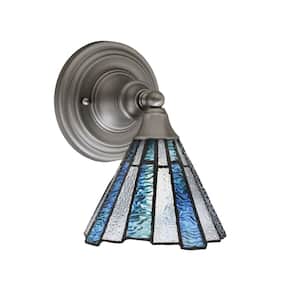 Fulton 1 Light Brushed Nickel Wall Sconce 7 in. Sea Ice Art Glass