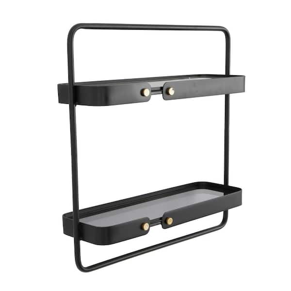 CosmoLiving by Cosmopolitan Gray Handmade Macrame 1 Shelf Cotton Wall Shelf