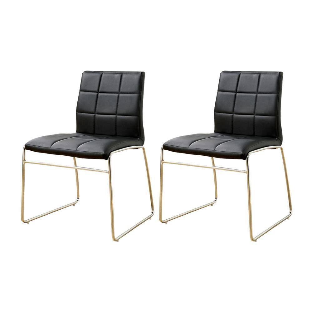 Black Metal Contemporary Side Chair with Leatherette Seat